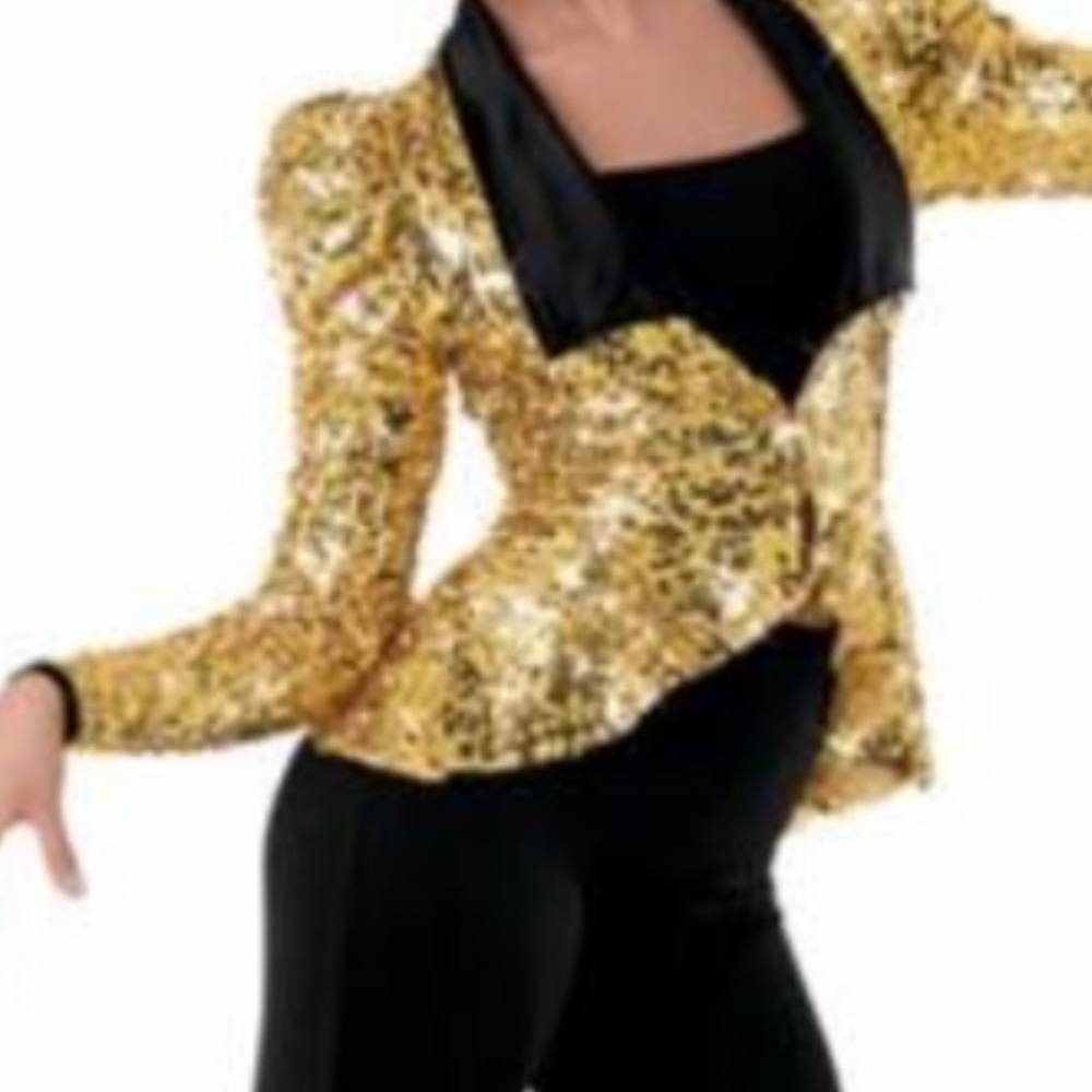 Weissman Gold Sequin Jacket with Black Accents